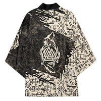 Fenrir Kimono with Norse Symbols and Howling Wolf Viking Mythology Tribute - Wonder Print Shop