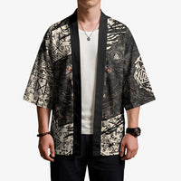Fenrir Kimono with Norse Symbols and Howling Wolf Viking Mythology Tribute - Wonder Print Shop