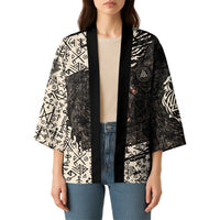 Fenrir Kimono with Norse Symbols and Howling Wolf Viking Mythology Tribute - Wonder Print Shop