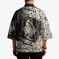 Fenrir Kimono with Norse Symbols and Howling Wolf Viking Mythology Tribute - Wonder Print Shop