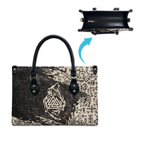 Fenrir Leather Bag with Norse Symbols and Howling Wolf Viking Mythology Tribute - Wonder Print Shop
