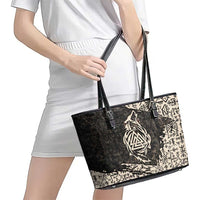 Fenrir Leather Tote Bag with Norse Symbols and Howling Wolf Viking Mythology Tribute - Wonder Print Shop