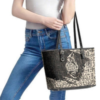 Fenrir Leather Tote Bag with Norse Symbols and Howling Wolf Viking Mythology Tribute - Wonder Print Shop