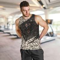 Fenrir Men Tank Top with Norse Symbols and Howling Wolf Viking Mythology Tribute - Wonder Print Shop