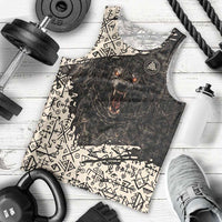 Fenrir Men Tank Top with Norse Symbols and Howling Wolf Viking Mythology Tribute - Wonder Print Shop