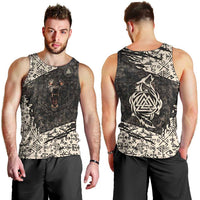 Fenrir Men Tank Top with Norse Symbols and Howling Wolf Viking Mythology Tribute - Wonder Print Shop