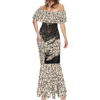 Fenrir Mermaid Dress with Norse Symbols and Howling Wolf Viking Mythology Tribute - Wonder Print Shop