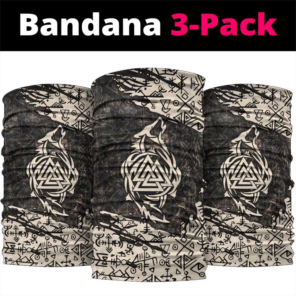 Fenrir Neck Gaiter with Norse Symbols and Howling Wolf Viking Mythology Tribute - Wonder Print Shop