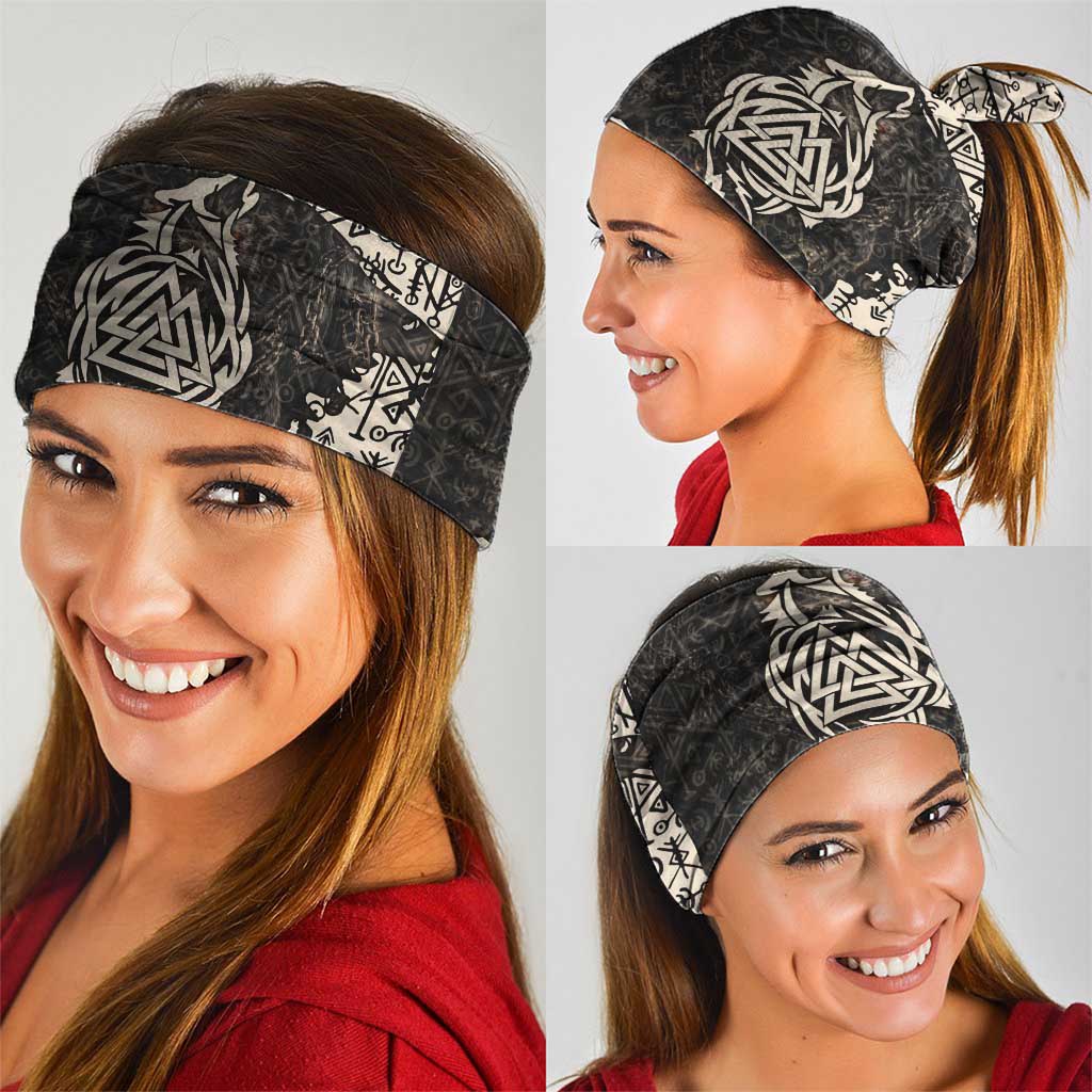 Fenrir Neck Gaiter with Norse Symbols and Howling Wolf Viking Mythology Tribute - Wonder Print Shop