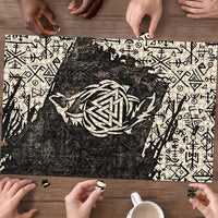 Fenrir Puzzle with Norse Symbols and Howling Wolf Viking Mythology Tribute - Wonder Print Shop