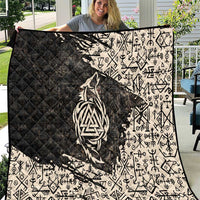 Fenrir Quilt with Norse Symbols and Howling Wolf Viking Mythology Tribute - Wonder Print Shop