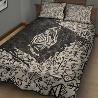 Fenrir Quilt Bed Set with Norse Symbols and Howling Wolf Viking Mythology Tribute - Wonder Print Shop