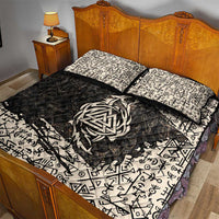 Fenrir Quilt Bed Set with Norse Symbols and Howling Wolf Viking Mythology Tribute - Wonder Print Shop