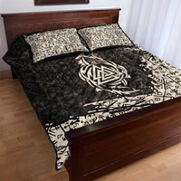 Fenrir Quilt Bed Set with Norse Symbols and Howling Wolf Viking Mythology Tribute - Wonder Print Shop