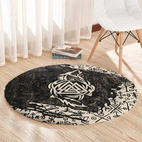 Fenrir Round Carpet with Norse Symbols and Howling Wolf Viking Mythology Tribute - Wonder Print Shop