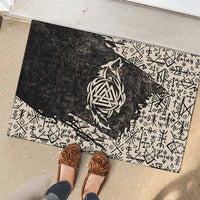 Fenrir Rubber Doormat with Norse Symbols and Howling Wolf Viking Mythology Tribute - Wonder Print Shop
