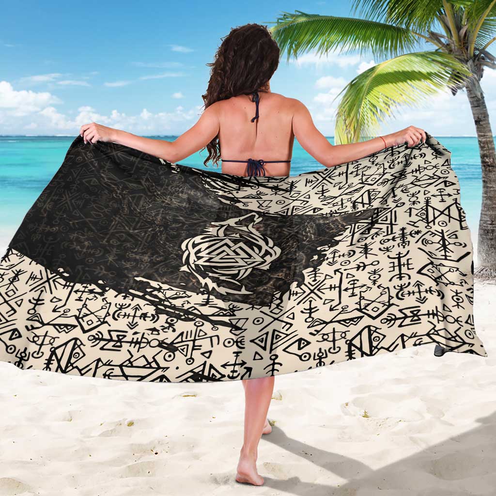Fenrir Sarong with Norse Symbols and Howling Wolf Viking Mythology Tribute - Wonder Print Shop