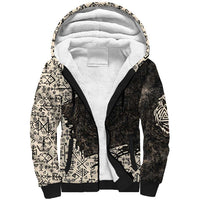 Fenrir Sherpa Hoodie with Norse Symbols and Howling Wolf Viking Mythology Tribute - Wonder Print Shop