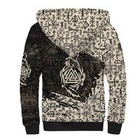 Fenrir Sherpa Hoodie with Norse Symbols and Howling Wolf Viking Mythology Tribute - Wonder Print Shop