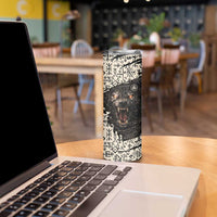 Fenrir Skinny Tumbler with Norse Symbols and Howling Wolf Viking Mythology Tribute - Wonder Print Shop