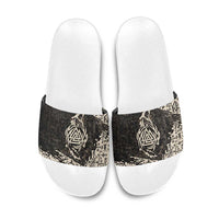 Fenrir Slide Sandals with Norse Symbols and Howling Wolf Viking Mythology Tribute - Wonder Print Shop