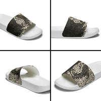 Fenrir Slide Sandals with Norse Symbols and Howling Wolf Viking Mythology Tribute - Wonder Print Shop