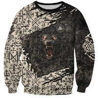 Fenrir Sweatshirt with Norse Symbols and Howling Wolf Viking Mythology Tribute - Wonder Print Shop