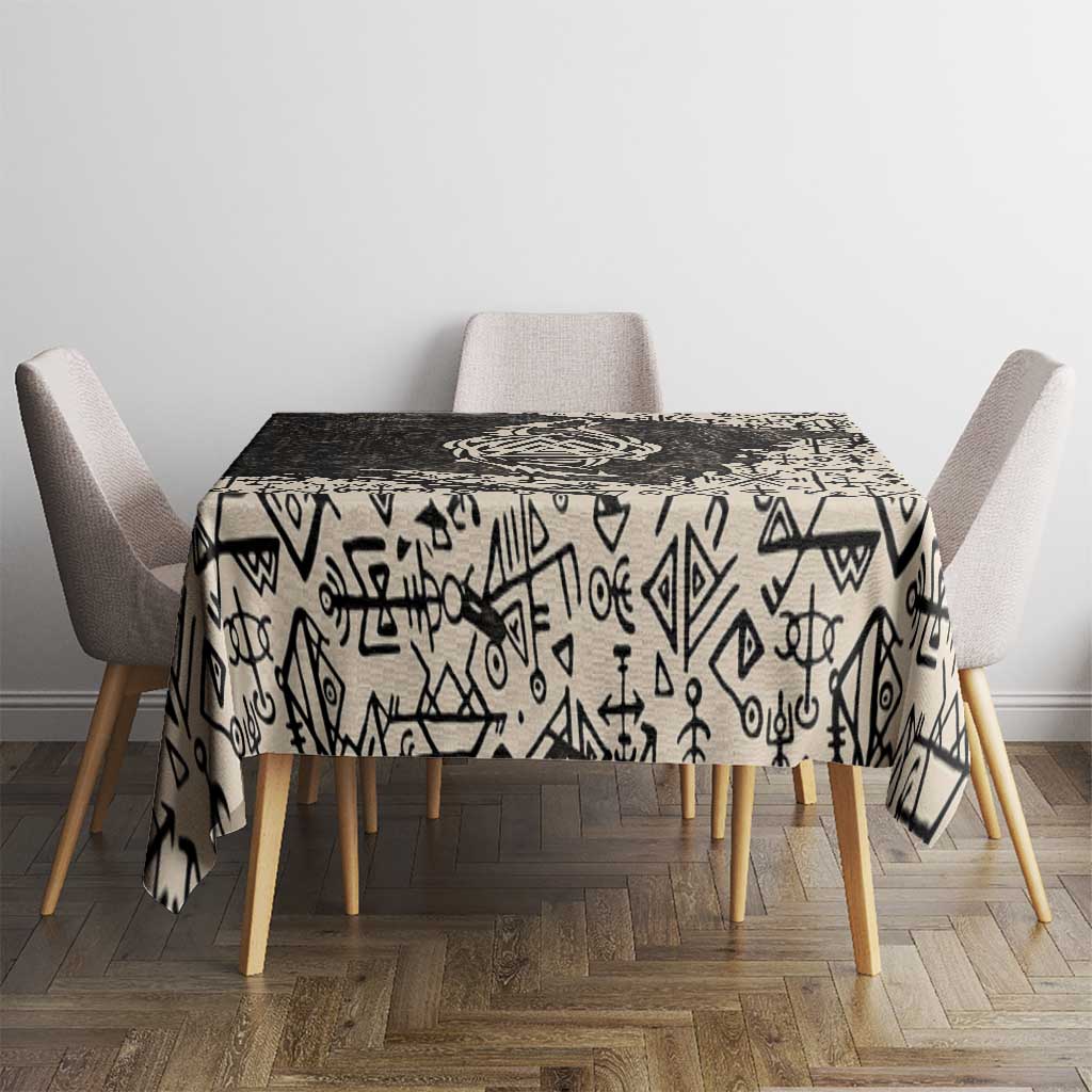 Fenrir Tablecloth with Norse Symbols and Howling Wolf Viking Mythology Tribute - Wonder Print Shop