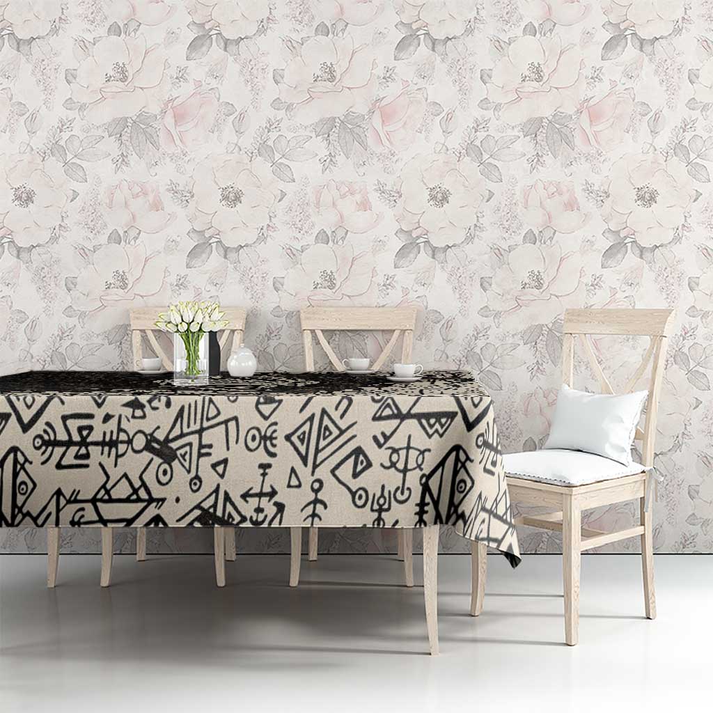 Fenrir Tablecloth with Norse Symbols and Howling Wolf Viking Mythology Tribute - Wonder Print Shop