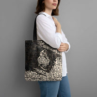 Fenrir Tote Bag with Norse Symbols and Howling Wolf Viking Mythology Tribute - Wonder Print Shop