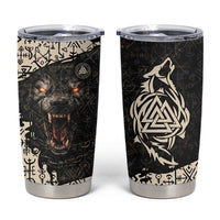 Fenrir Tumbler Cup with Norse Symbols and Howling Wolf Viking Mythology Tribute - Wonder Print Shop