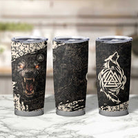 Fenrir Tumbler Cup with Norse Symbols and Howling Wolf Viking Mythology Tribute - Wonder Print Shop