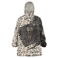 Fenrir Wearable Blanket Hoodie with Norse Symbols and Howling Wolf Viking Mythology Tribute - Wonder Print Shop
