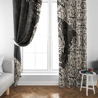 Fenrir Window Curtain with Norse Symbols and Howling Wolf Viking Mythology Tribute - Wonder Print Shop