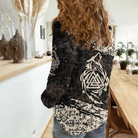 Fenrir Women Casual Shirt with Norse Symbols and Howling Wolf Viking Mythology Tribute - Wonder Print Shop
