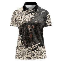 Fenrir Women Polo Shirt with Norse Symbols and Howling Wolf Viking Mythology Tribute - Wonder Print Shop