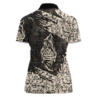 Fenrir Women Polo Shirt with Norse Symbols and Howling Wolf Viking Mythology Tribute - Wonder Print Shop