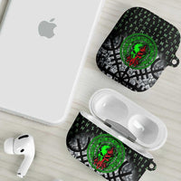 Flaming Skull AirPods Case with Green Runes and Norse Symbols Viking Warrior Tribute - Wonder Print Shop