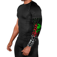 Flaming Skull Arm Sleeves with Green Runes and Norse Symbols Viking Warrior Tribute - Wonder Print Shop