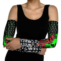 Flaming Skull Arm Sleeves with Green Runes and Norse Symbols Viking Warrior Tribute - Wonder Print Shop