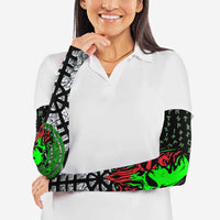 Flaming Skull Arm Sleeves with Green Runes and Norse Symbols Viking Warrior Tribute - Wonder Print Shop