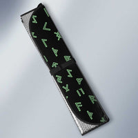 Flaming Skull Auto Sun Shade with Green Runes and Norse Symbols Viking Warrior Tribute - Wonder Print Shop