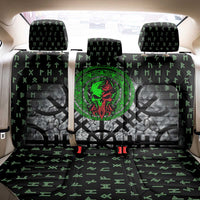 Flaming Skull Back Car Seat Cover with Green Runes and Norse Symbols Viking Warrior Tribute - Wonder Print Shop