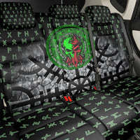 Flaming Skull Back Car Seat Cover with Green Runes and Norse Symbols Viking Warrior Tribute - Wonder Print Shop
