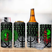 Flaming Skull 4 in 1 Can Cooler Tumbler with Green Runes and Norse Symbols Viking Warrior Tribute - Wonder Print Shop