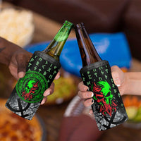 Flaming Skull 4 in 1 Can Cooler Tumbler with Green Runes and Norse Symbols Viking Warrior Tribute - Wonder Print Shop