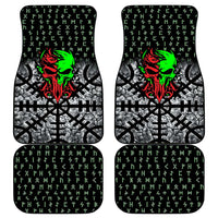 Flaming Skull Car Mats with Green Runes and Norse Symbols Viking Warrior Tribute - Wonder Print Shop