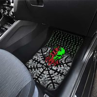 Flaming Skull Car Mats with Green Runes and Norse Symbols Viking Warrior Tribute - Wonder Print Shop