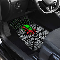 Flaming Skull Car Mats with Green Runes and Norse Symbols Viking Warrior Tribute - Wonder Print Shop