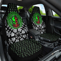 Flaming Skull Car Seat Cover with Green Runes and Norse Symbols Viking Warrior Tribute - Wonder Print Shop
